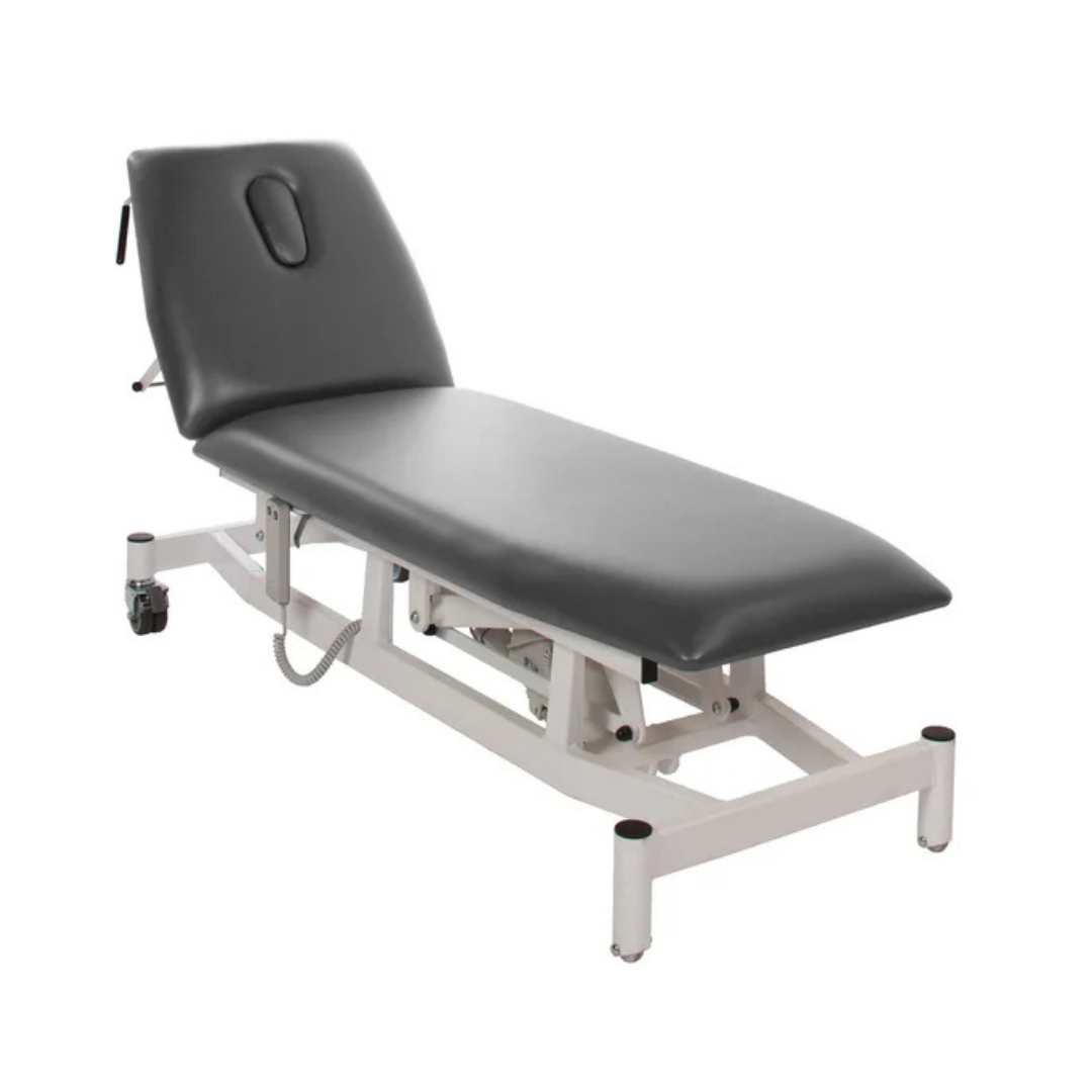 PLE01 slate coloured treatment couch on white background