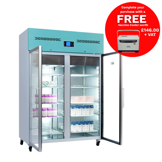 Lec Medical 1200 Litre Freestanding Large Fridge - Glass Door - PGR1200