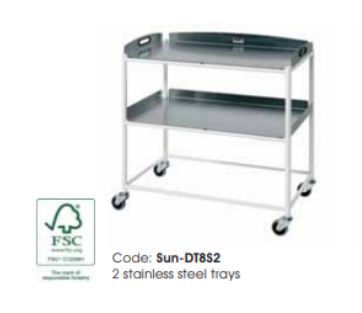 Dressings Trolley - 2 Stainless Steel Trays