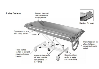 Shower Trolley - T4 Electric Height Adjustable