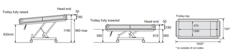 Chiltern TRT3 Shower Trolley- GREY Paediatric measurements 