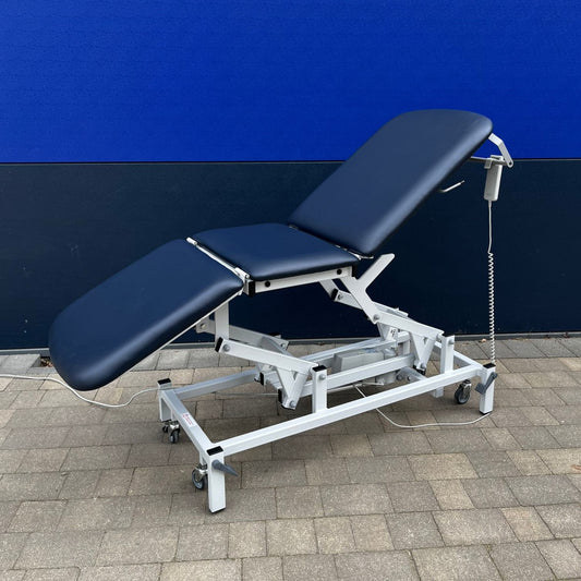 Three section electric couch in dark blue