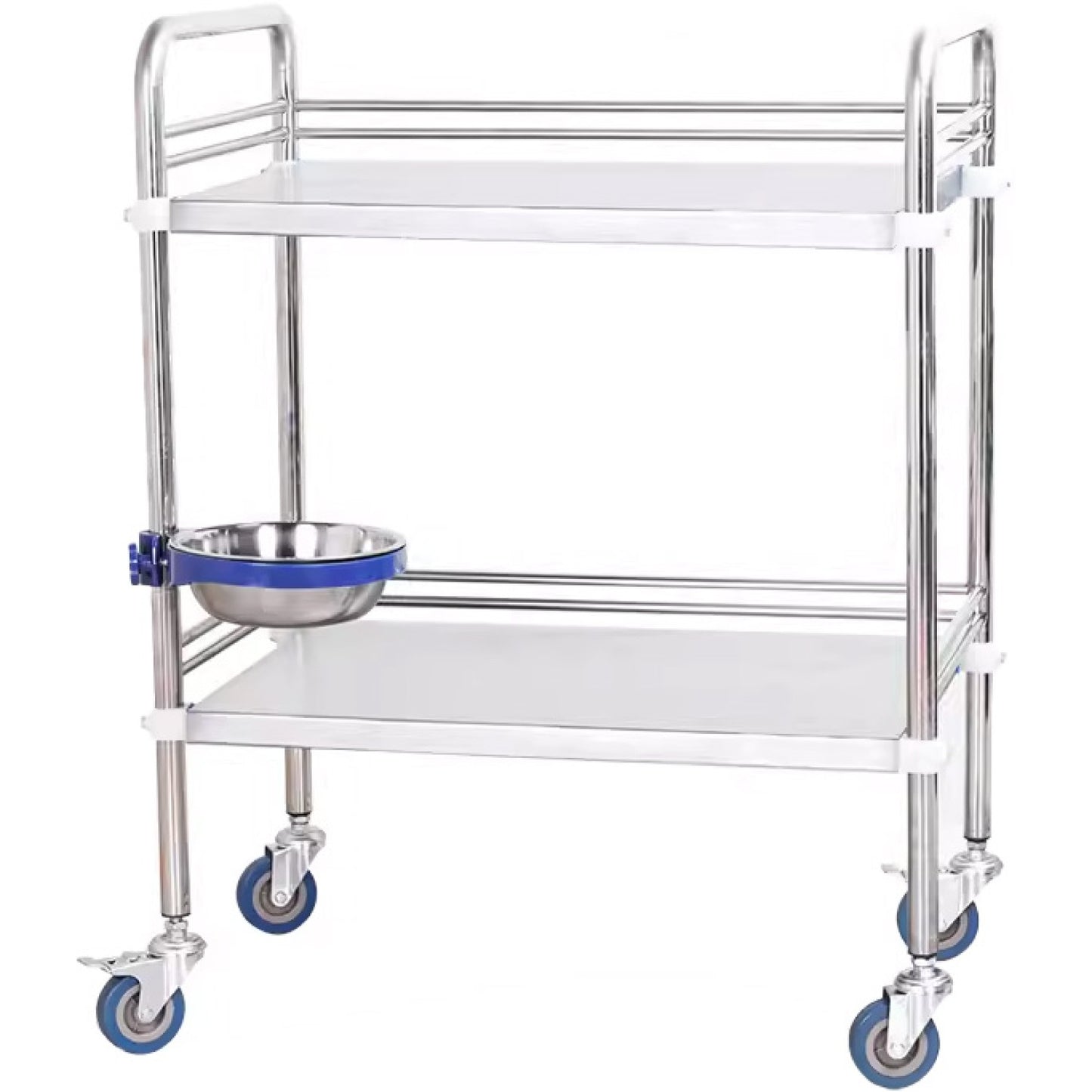 Professional 2 Tier Mobile Medical Trolley Stainless Steel 770x450x860mm