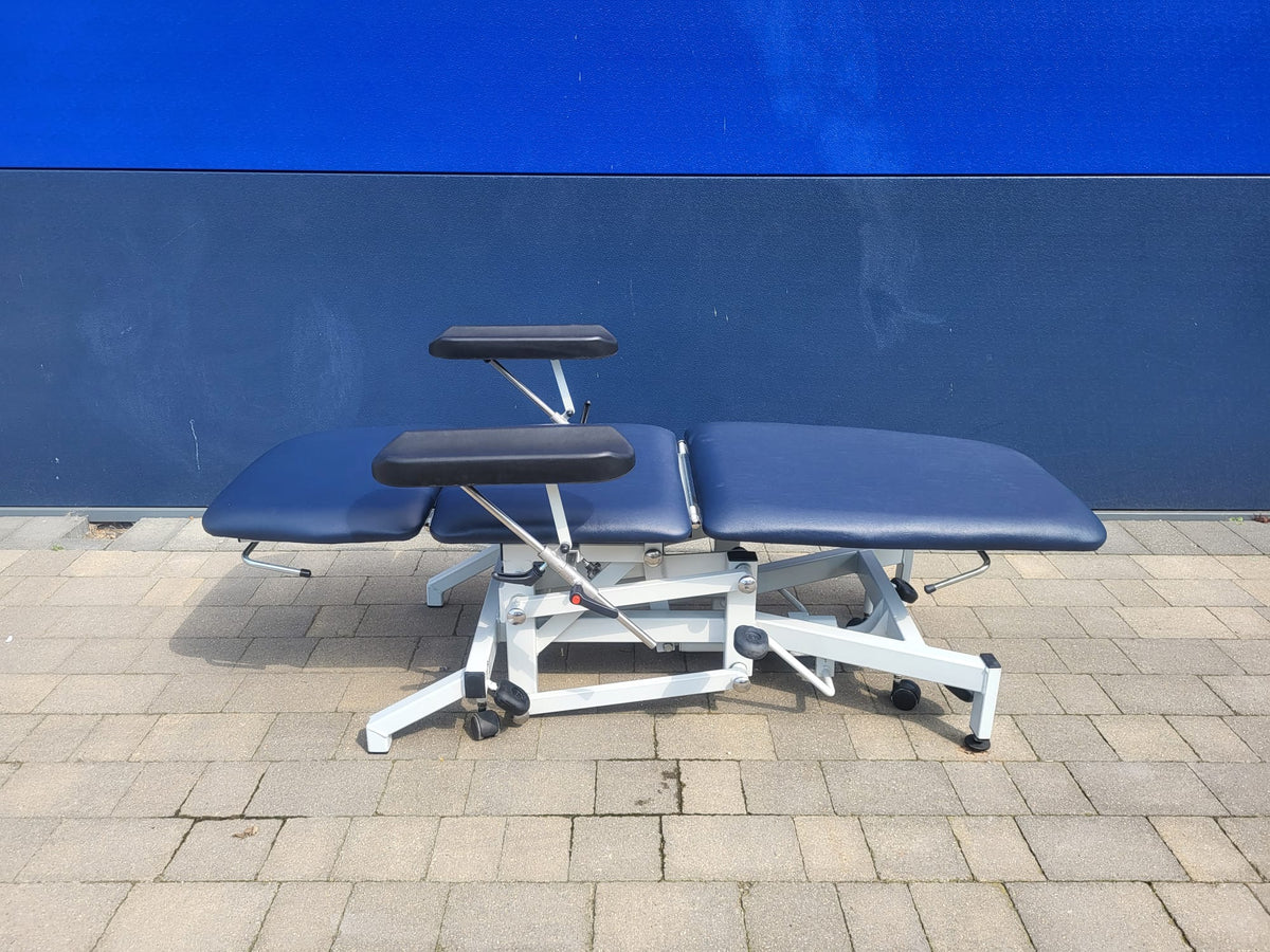 Reconditioned Three Section Electric Phlebotomy Treatment Couch - reclined 