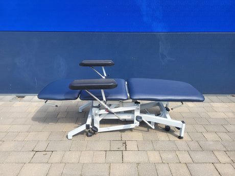 Reconditioned Three Section Electric Phlebotomy Treatment Couch - reclined 