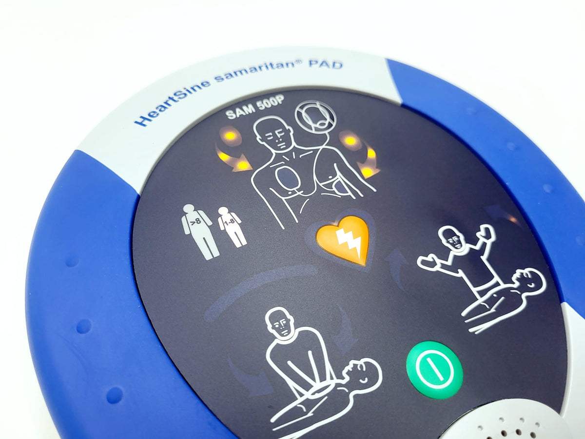 Pre-owned HeartSine 500P Defibrillator with CPR Advisor close up display