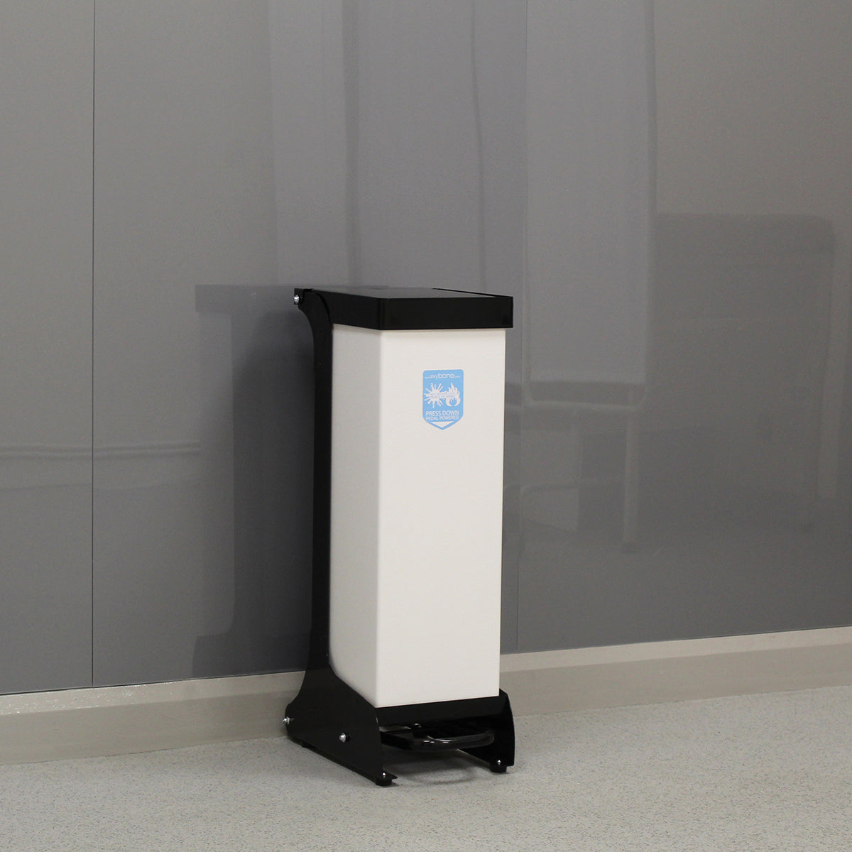 28 Litre Metal Fixed Body Clinical Waste Bin black and white