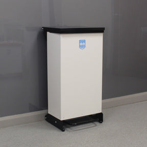 80 Litre Metal Fixed Body Clinical Waste Bin - black and white 