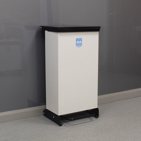 80 Litre Metal Fixed Body Clinical Waste Bin - black and white 
