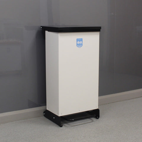 80 Litre Metal Fixed Body Clinical Waste Bin - black and white 