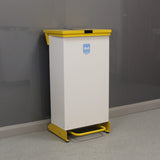 80 Litre Metal Fixed Body Clinical Waste Bin - yellow and white