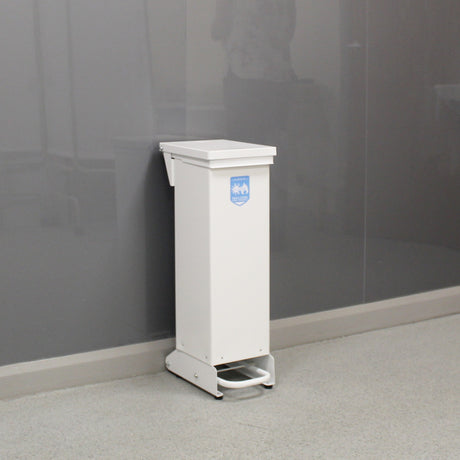 28 Litre Metal Fixed Body Clinical Waste Bin white