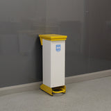 28 Litre Metal Fixed Body Clinical Waste Bin yellow and white 