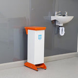 28 Litre Metal Fixed Body Clinical Waste Bin orange and white