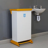 80 Litre Metal Fixed Body Clinical Waste Bin - mustard and white