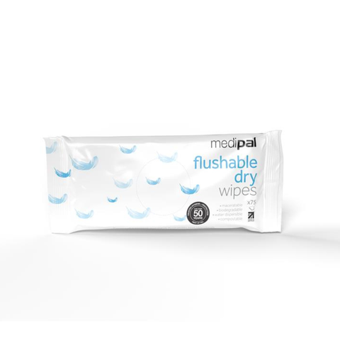 Medipal Flushable Dry Wipe - pack of 75