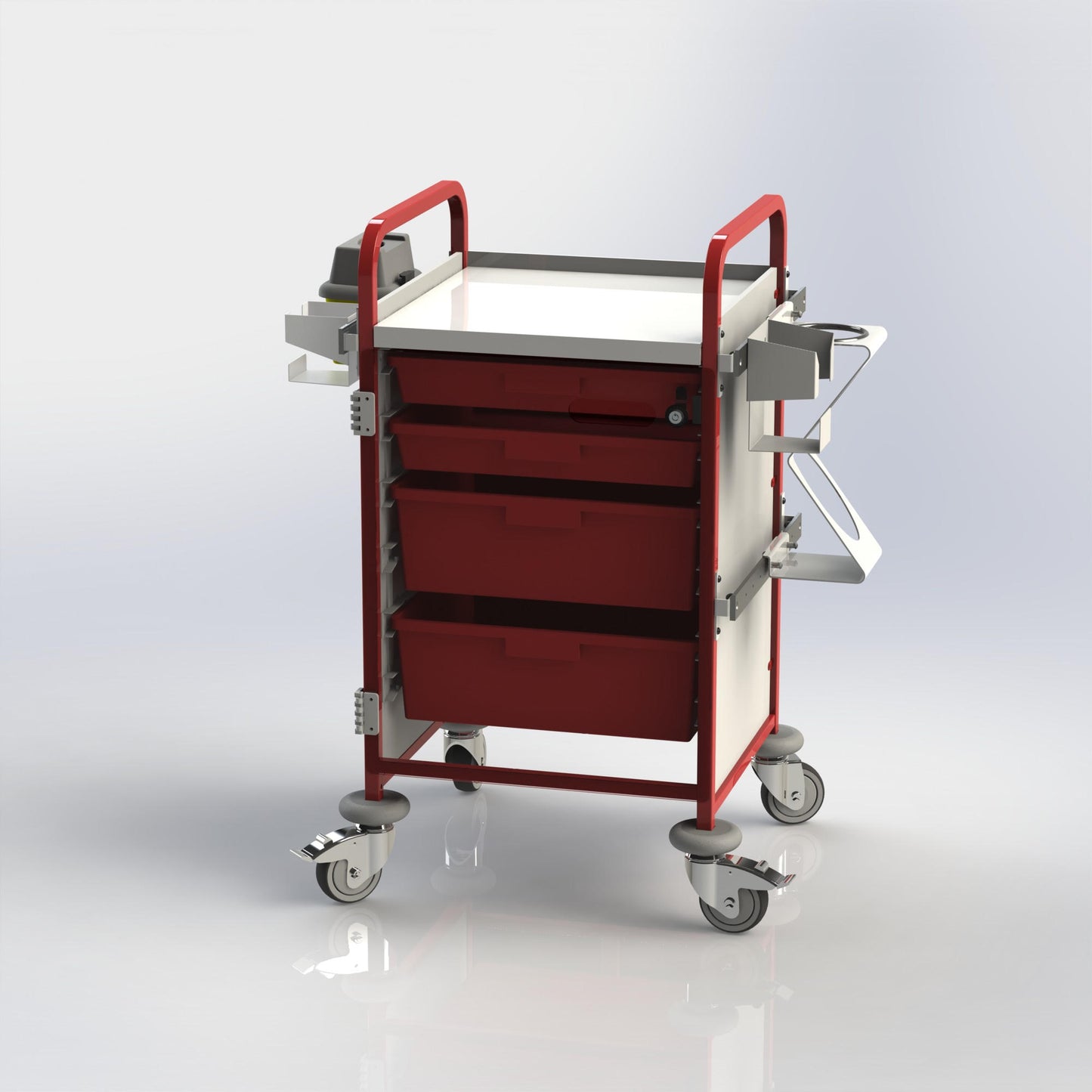 Crash trolley-  Emergency Trolley / Crash Cart Vista 50 RED (without IV Pole)