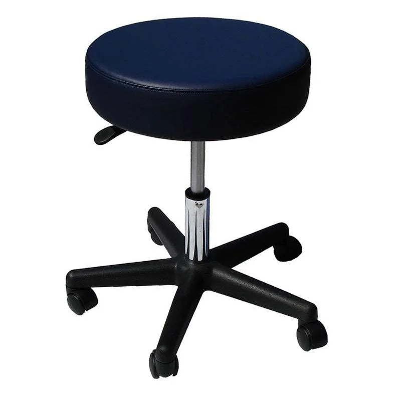 Affinity Rolling Stool – Height Adjustable 48cm to 61cm – Navy PVC Upholstery – Aluminium and Nylon Base with Castors – 135kg Capacity