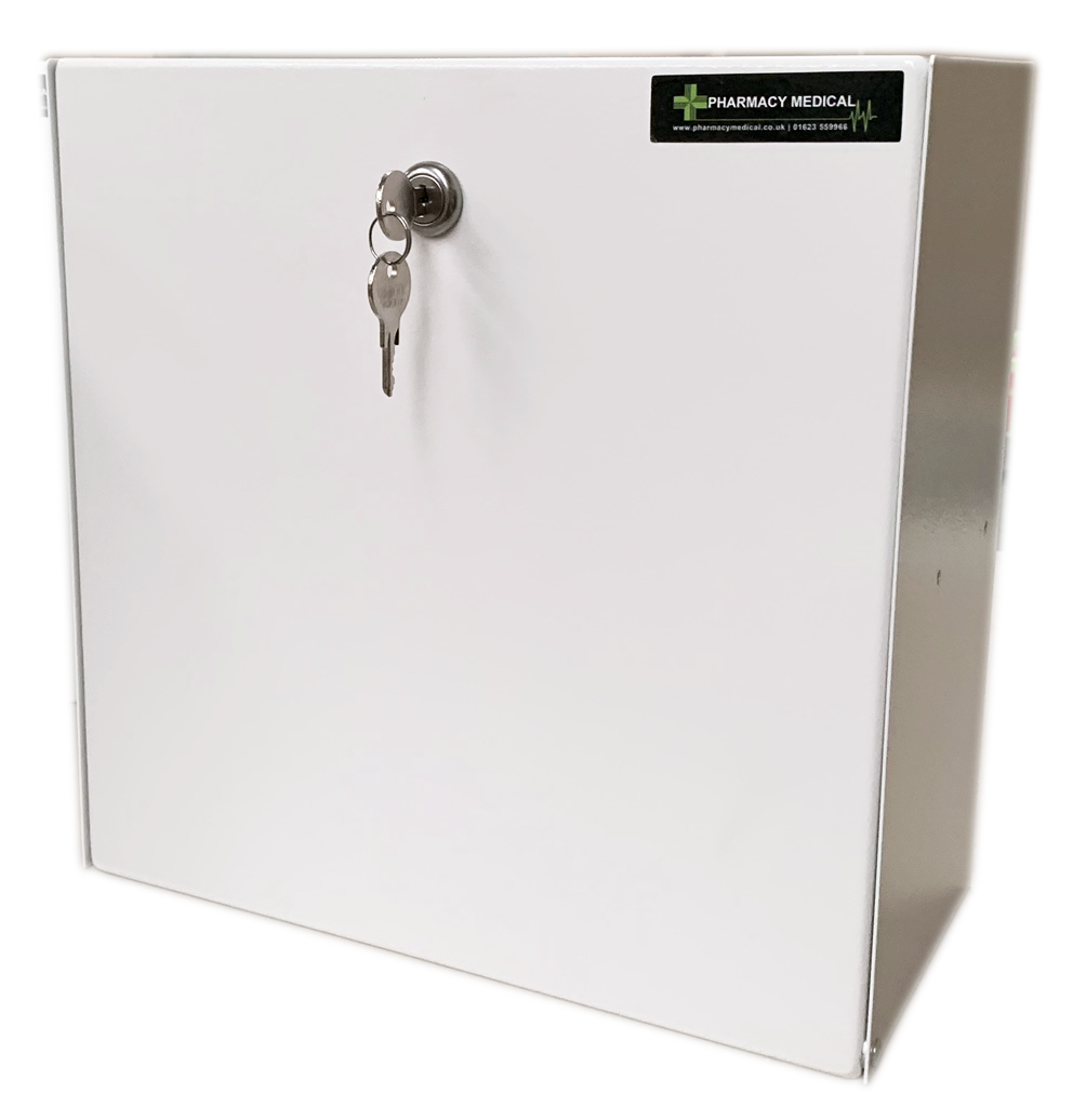 Pharmacy Medical - POD313B POD LOCKER (H x W x D)  - 320mm x 320mm x 160mm | BOTTOM HINGE, NO SHELF | lock and vision panel options
