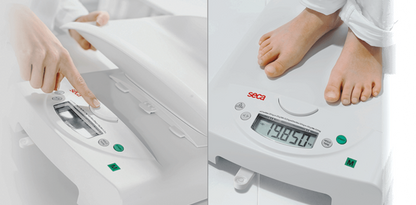 seca 384 - 2-in-1: Digital class III lightweight & portable baby scales & flat scale for toddlers - Approved by the Child Growth Foundation