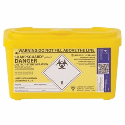 Aero Healthcare - AEROHAZARD SHARPS DISPOSAL BIN 1 LITRE - EACH