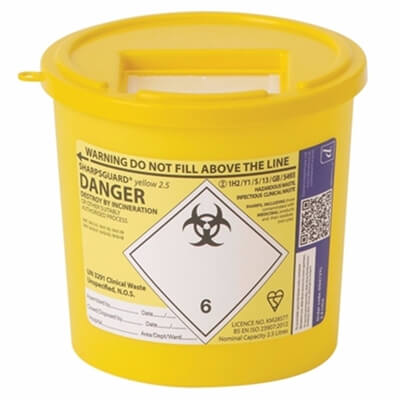 Aero Healthcare - AEROHAZARD SHARPS DISPOSAL BIN 2.5 LITRE - EACH