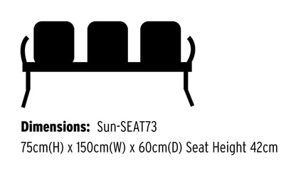 Sunflower - Neptune Visitor 3 Seat Module with 3 Grey Vinyl Upholstered Seat Pads