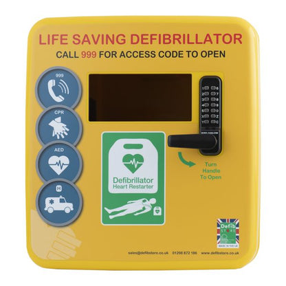 4000 Outdoor Defibrillator Cabinet - Keypad Lock - Heater and LED Light - Yellow Perm light