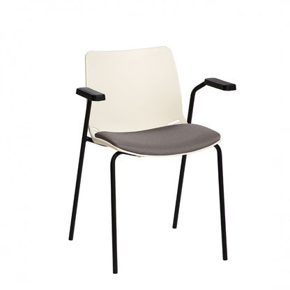 DISCONTINUED - Neptune Visitor Chair with Arms and Black Intervene Material Upholstered Seat Pad