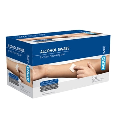 Aero Healthcare - AEROWIPE ALCOHOL SWABS SATURATED WITH 70% ISOPROPYL - BOX 100