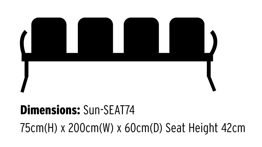 Sunflower - Neptune Visitor 4 Seat Module with 4 Grey Vinyl Upholstered Seat Pads