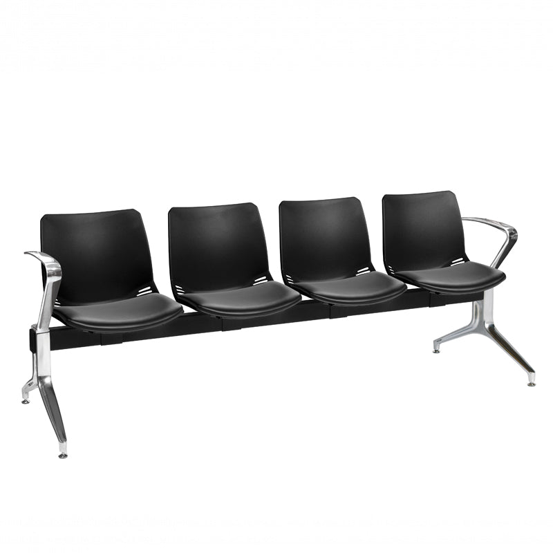 Sunflower - Neptune Visitor 4 Seat Module with 4 Black Vinyl Upholstered Seat Pads