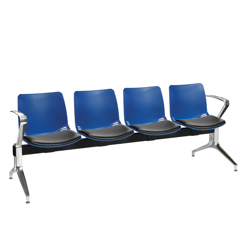 Sunflower - Neptune Visitor 4 Seat Module with 4 Black Vinyl Upholstered Seat Pads