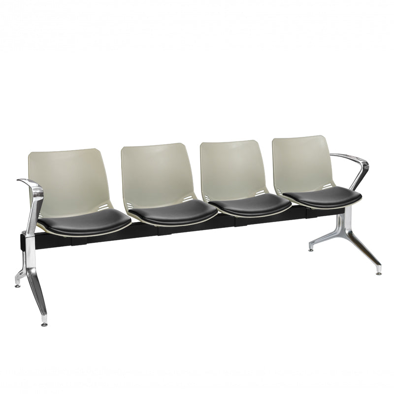 Sunflower - Neptune Visitor 4 Seat Module with 4 Black Vinyl Upholstered Seat Pads