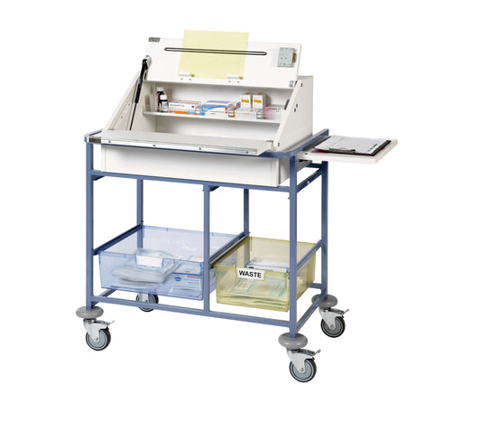 Ward Drug & Medicine Dispensing Trolley (keyed to differ) - Medium Capacity with divider system & 2 storage trays