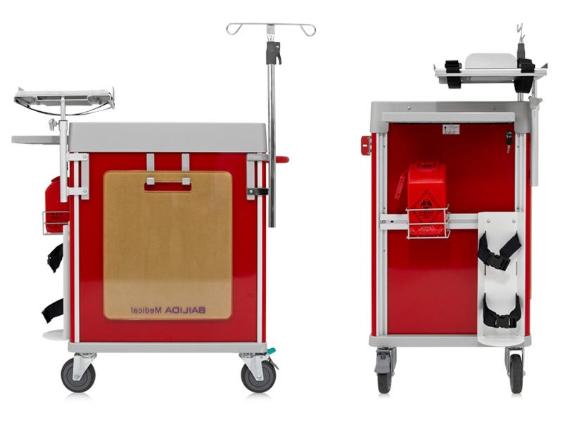 EMERGENCY CRASH TROLLEY WITH 5 DRAWERS AND ACCESSORIES