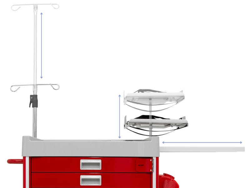 EMERGENCY CRASH TROLLEY WITH 5 DRAWERS AND ACCESSORIES