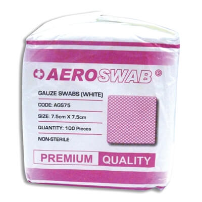 Aero Healthcare - AEROSWAB STERILE GAUZE 7.5X7.5CM 8PLY - PACK 125 (25X POUCHES OF 5)