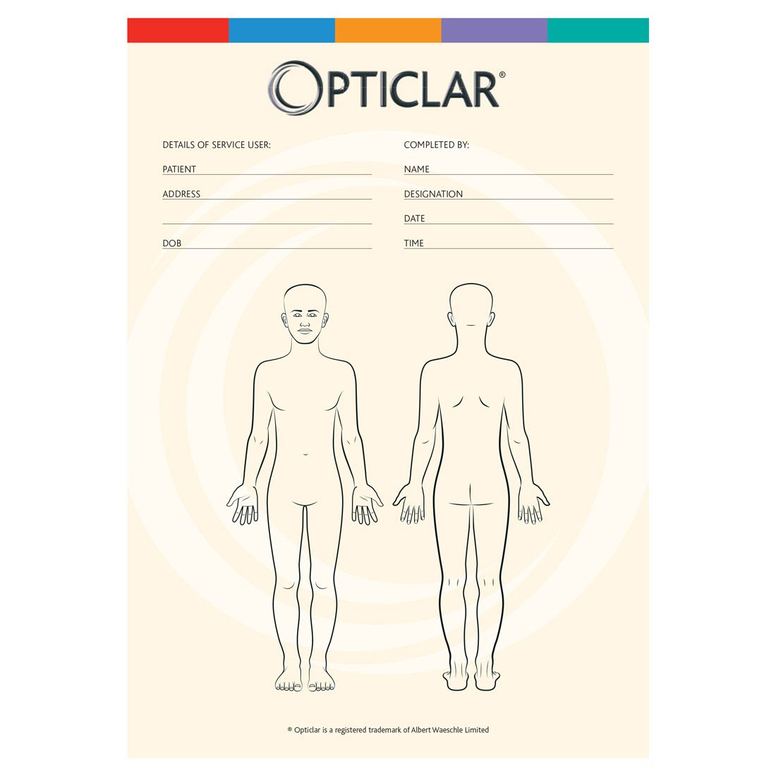 Opticlar - Body Maps - Male, Female, Front & Rear, Head Front & Side Views