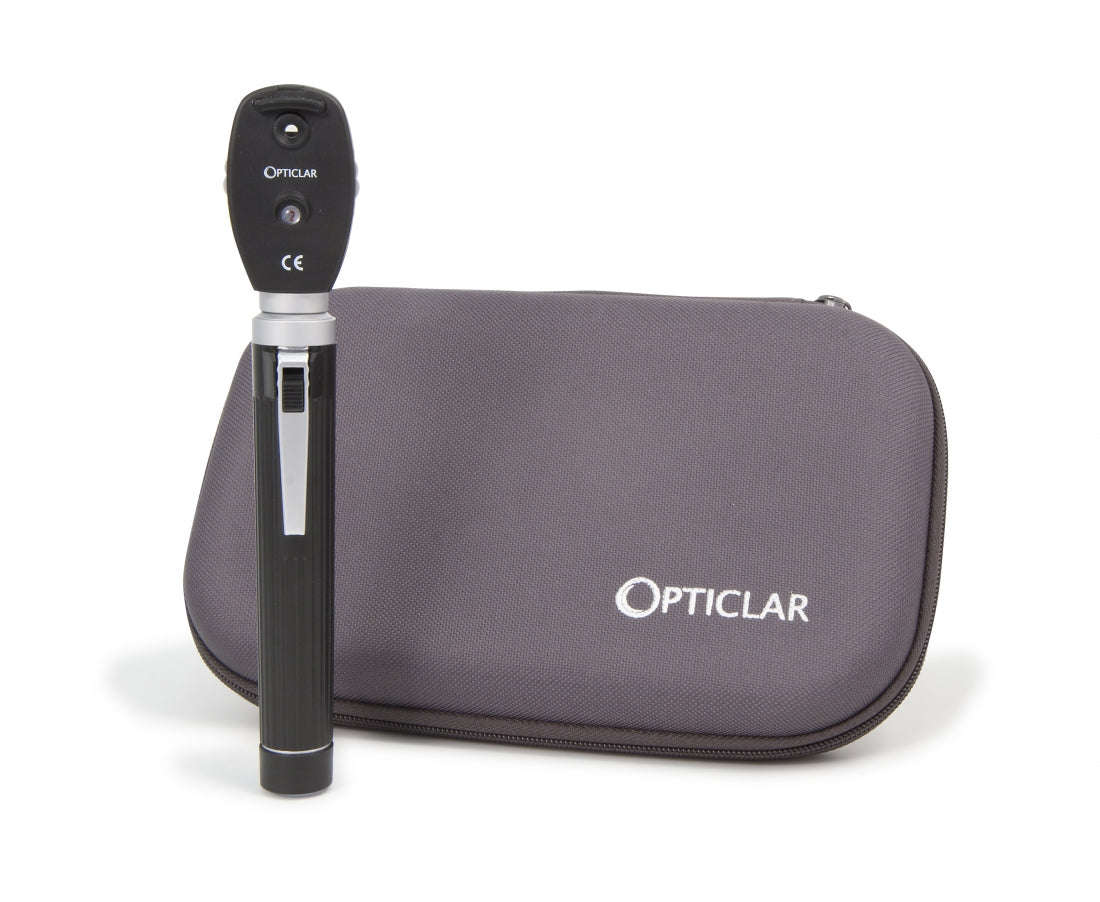 Opticlar - Pocket Ophthalmoscope Set - AA Battery Handle, Zip Case