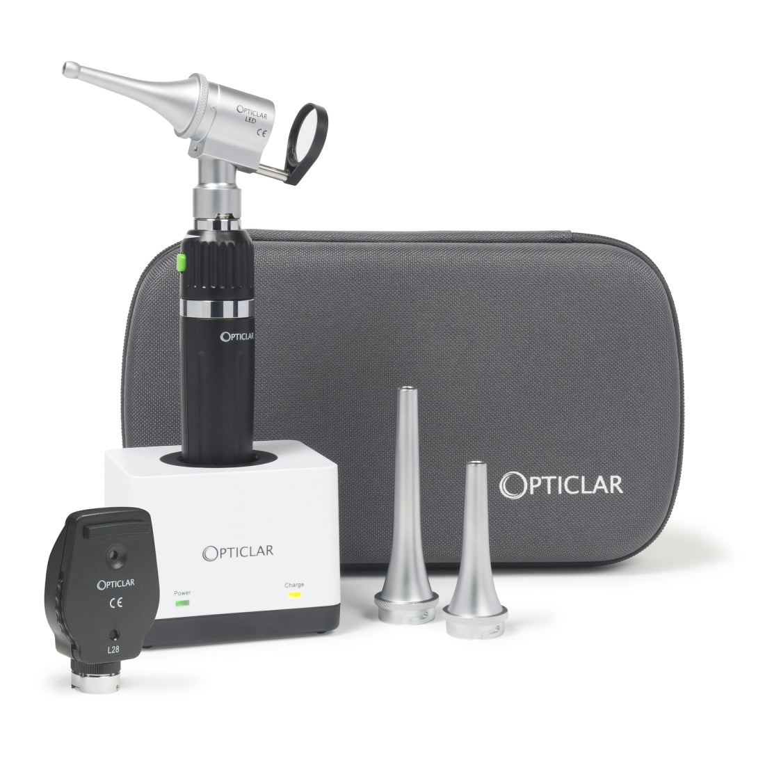 Opticlar - Standard Veterinary Diagnostic Set - 1 E-Lithium Rechargeable Handle, Single Port Charger