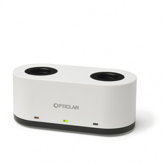 Opticlar - Twin Port Desk Charger for ADAPT and E-Lithium Rechargeable Handles, Mains Transformer