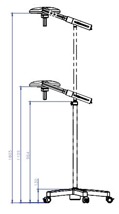 Brandon Medical - Astralite Minor Surgical Lamp, mobile mounted with telescopic stand (70 / 100 Klux)