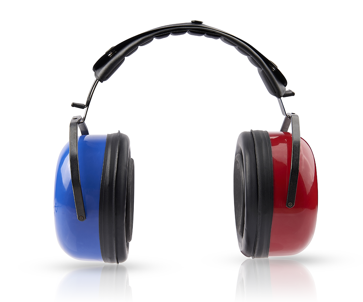 A pair of Amplivox audiocups, which are fitted earphones for use with audiometers, displayed against a white background.