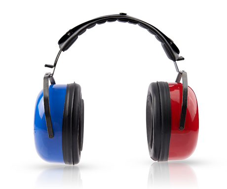 A pair of Amplivox audiocups, which are fitted earphones for use with audiometers, displayed against a white background.