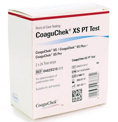 CoaguChek XS PT Test Strips - 2 x 24 (48 Test Strips) - Roche