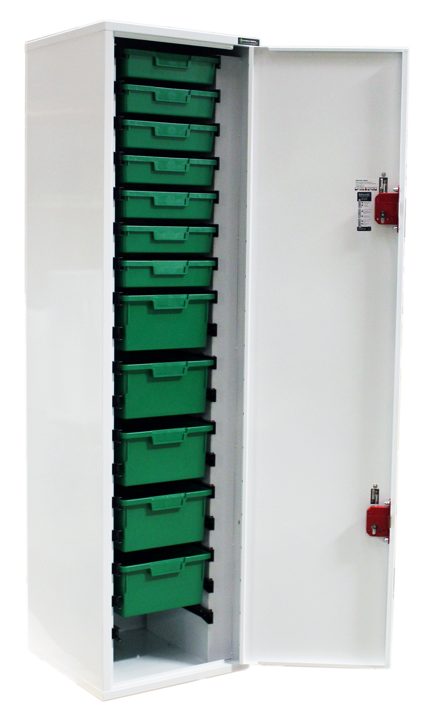 Pharmacy Medical - DTC04 MEDICINE / DRUGS TOWER UNIT | PLASTIC TRAYS 7 SHALLOW, 5 DEEP | 1850 x 500 x 500mm - lock options
