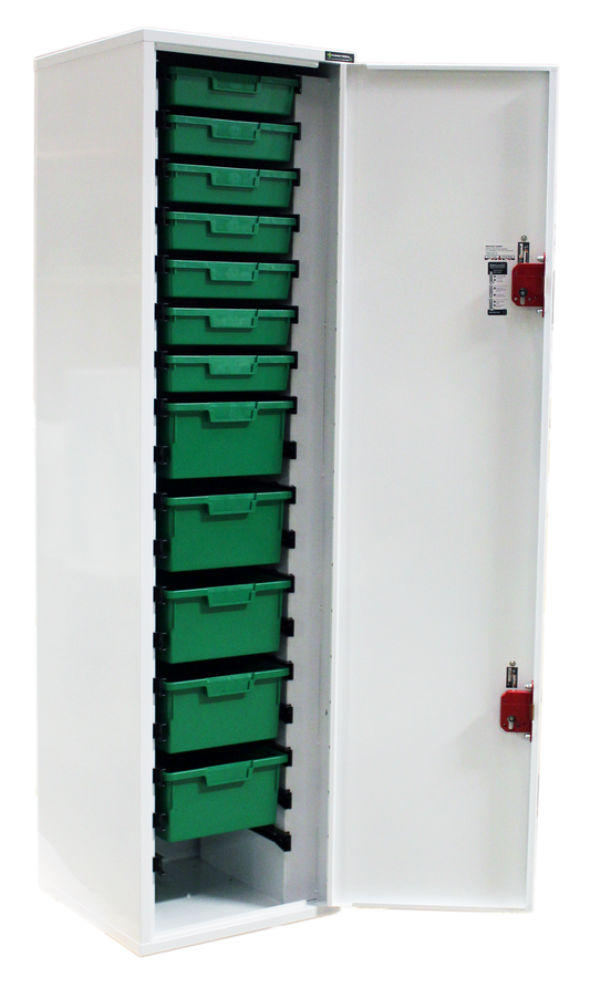 Pharmacy Medical - DTC04 MEDICINE / DRUGS TOWER UNIT | PLASTIC TRAYS 7 SHALLOW, 5 DEEP | 1850 x 500 x 500mm - lock options