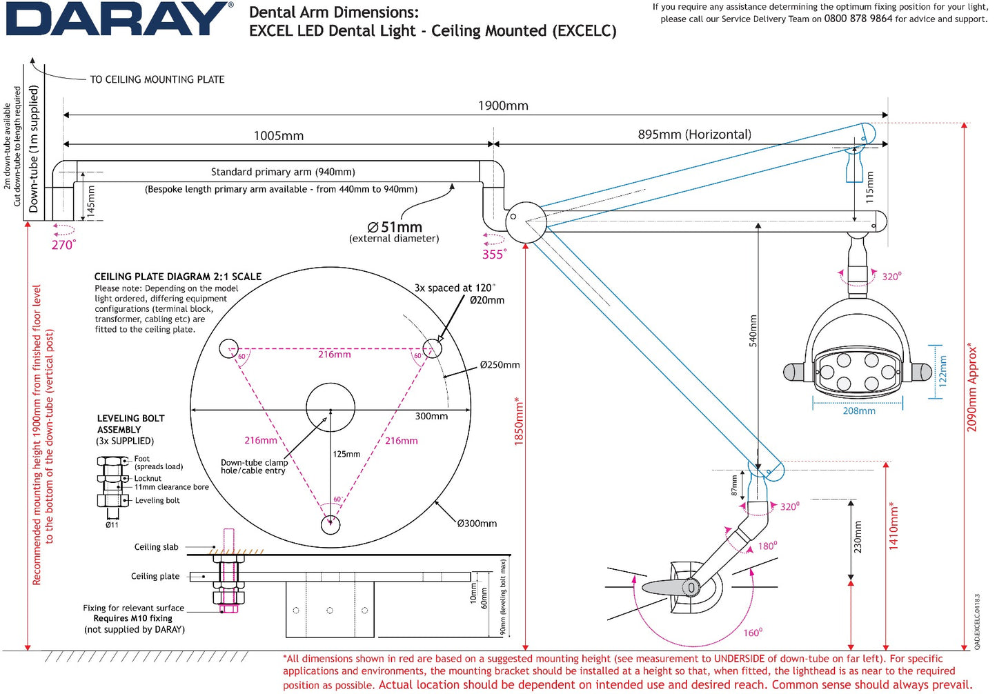 Daray - Excel LED Dental Light - various fittings