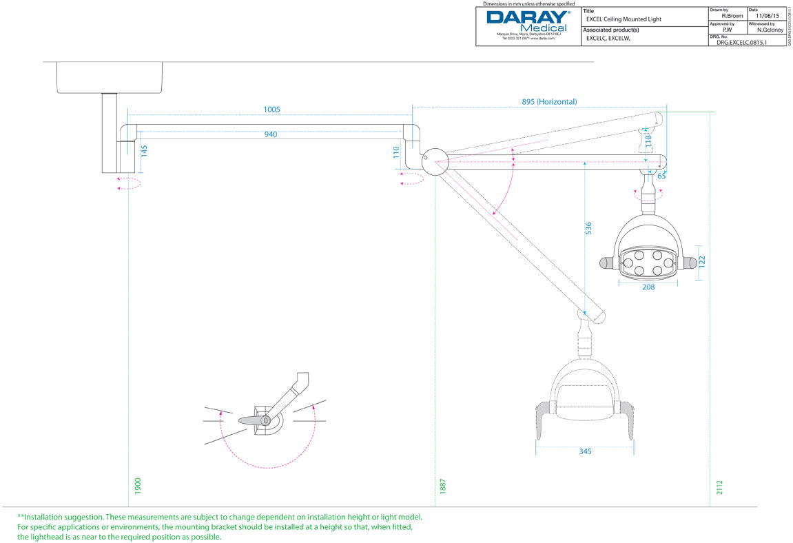 Daray - Excel LED Dental Light - various fittings